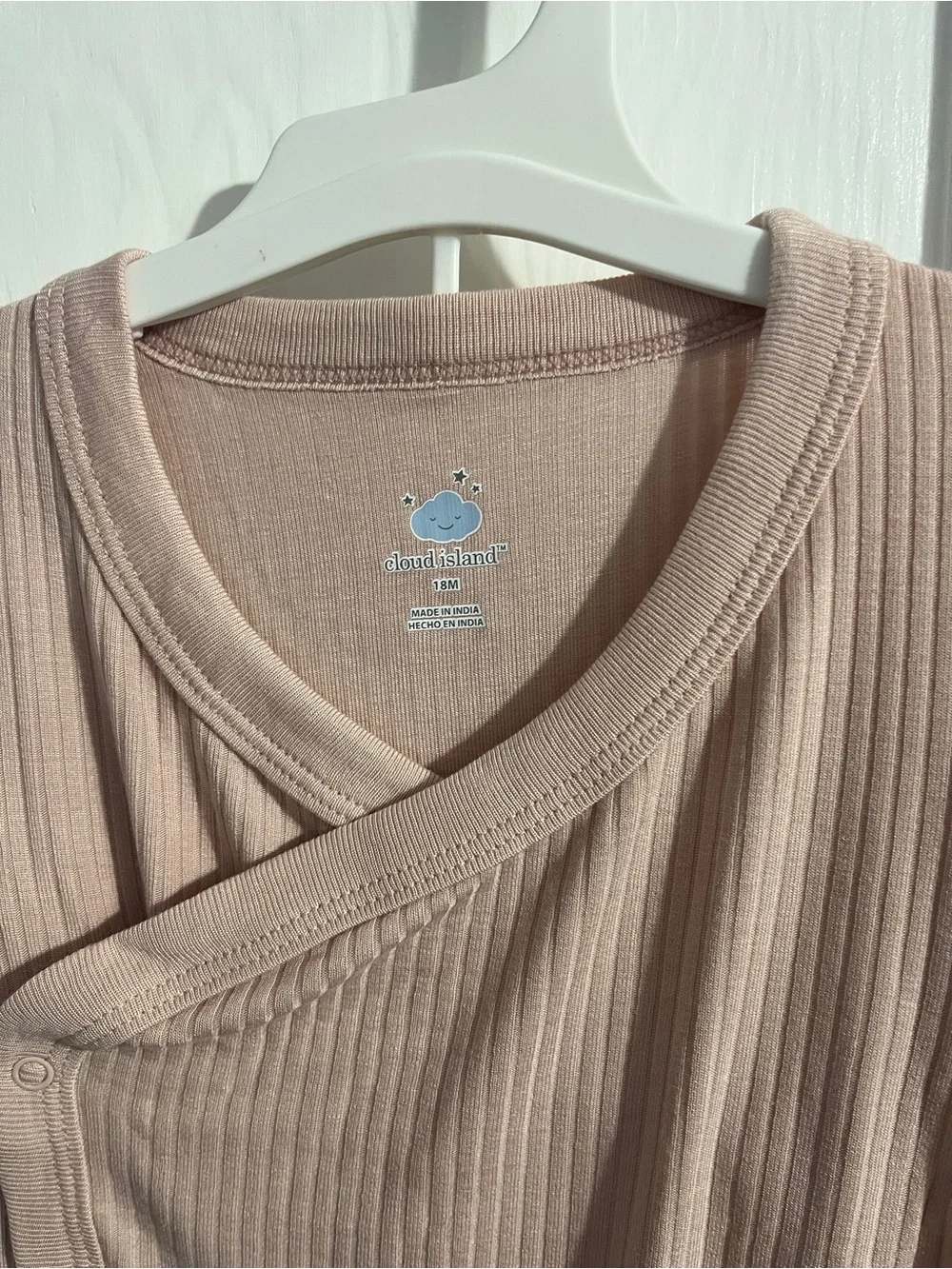 cloud island Ribbed Wrap-Front Baby Bodysuit & Pants Set - Dusty Pink